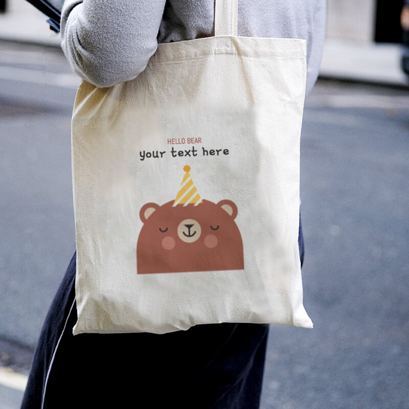 Hello Bear Canvas Tote-bag Freesize, Custom our iTee template and make it yours. Model View