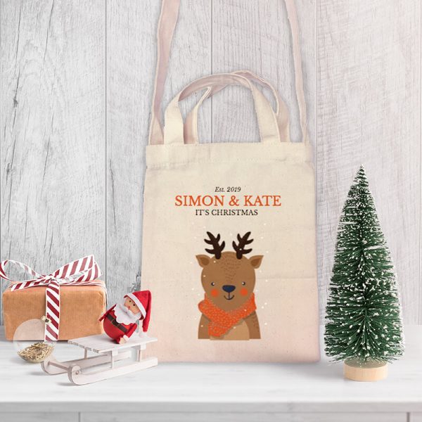 Deer Christmas Mini Canvas Tote-bag, Custom our iTee template and make it yours. Product View