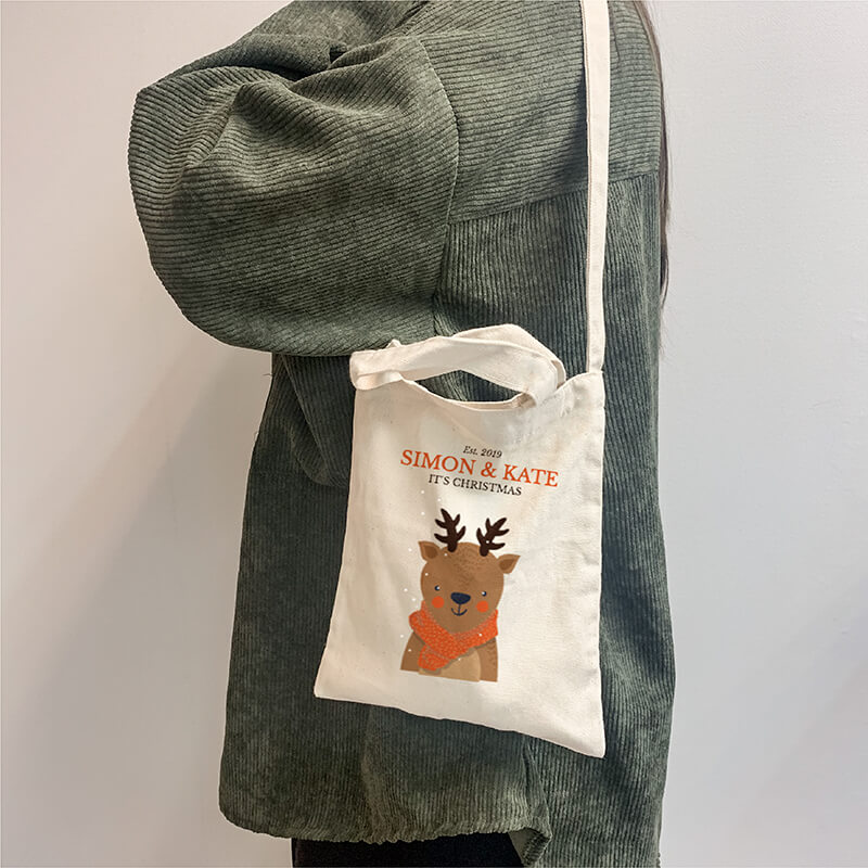Deer Christmas Mini Canvas Tote-bag, Custom our iTee template and make it yours. Model View