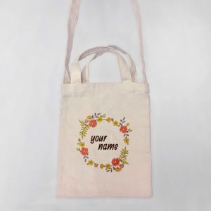 Floral Wreath Mini Canvas Tote-bag, Custom our iTee template and make it yours. Product View