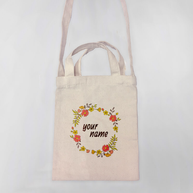 Floral Wreath Mini Canvas Tote-bag, Custom our iTee template and make it yours. Product View