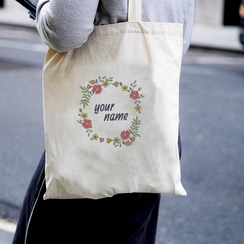 Floral Wreath Canvas Tote-bag Freesize, Custom our iTee template and make it yours. Model View