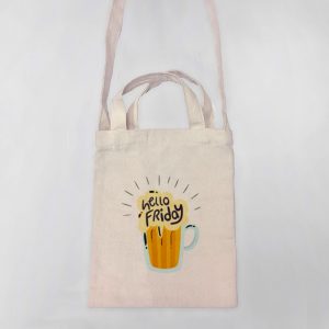 Hello Friday Mini Canvas Tote-bag, Custom our iTee template and make it yours. Product View