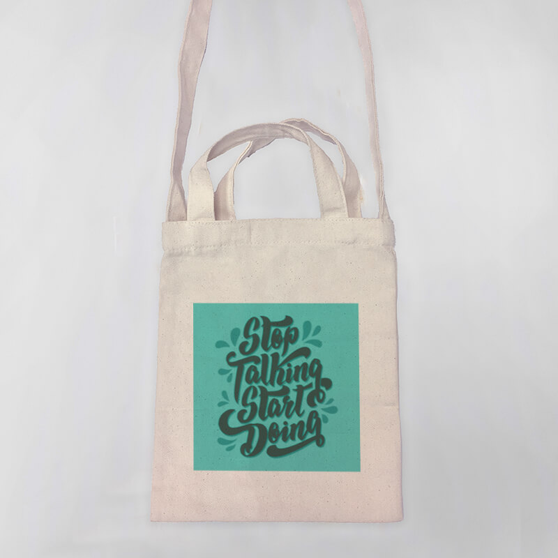 Stop Talking, Start Doing Mini Canvas Tote-bag, Custom our iTee template and make it yours. Product View