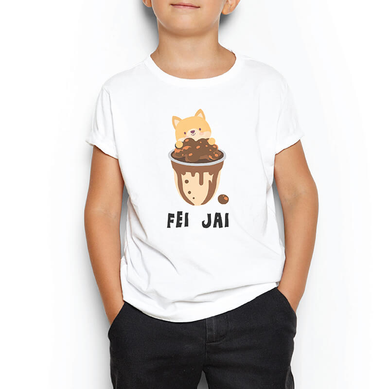 Custom your Share your boba tee Instruction White T-shirt Template, Boy Model View