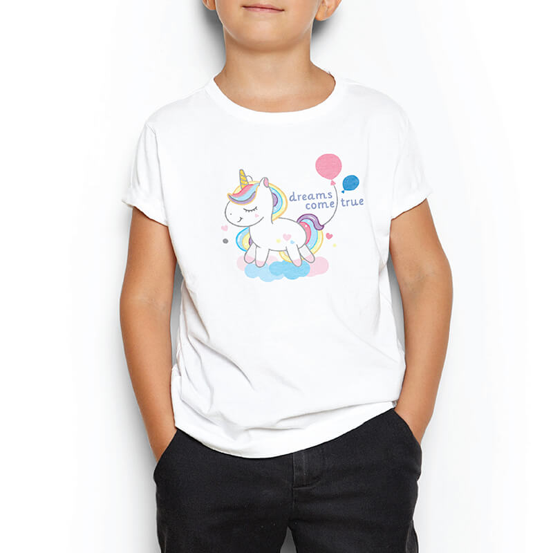 Custom your I want a unicorn White T-shirt Template, Boy Model View