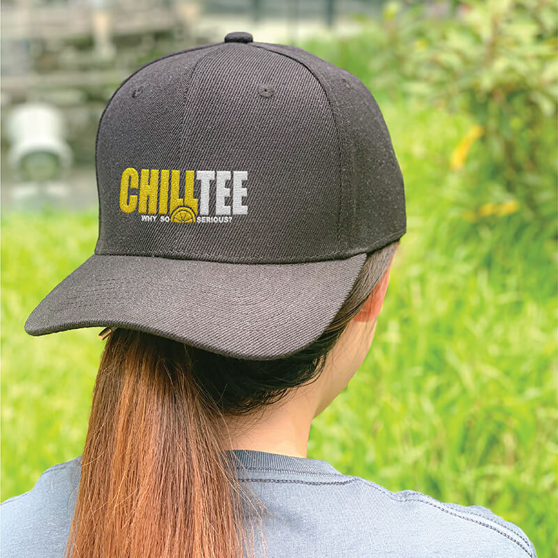 ChillTee Logo Black Embroidered Cap, Custom our iTee template. Model View