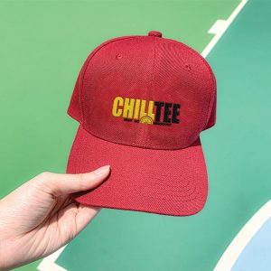 ChillTee Logo Wine Red Embroidered Cap, Custom our iTee template. Model View