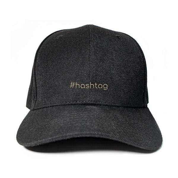 #hashtag in Black Embroidered Cap, Custom our iTee template and make it yours. Product View