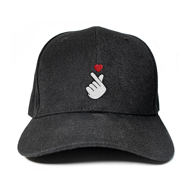 Finger Heart in Black Embroidered Cap, Custom our iTee template and make it yours. Product View