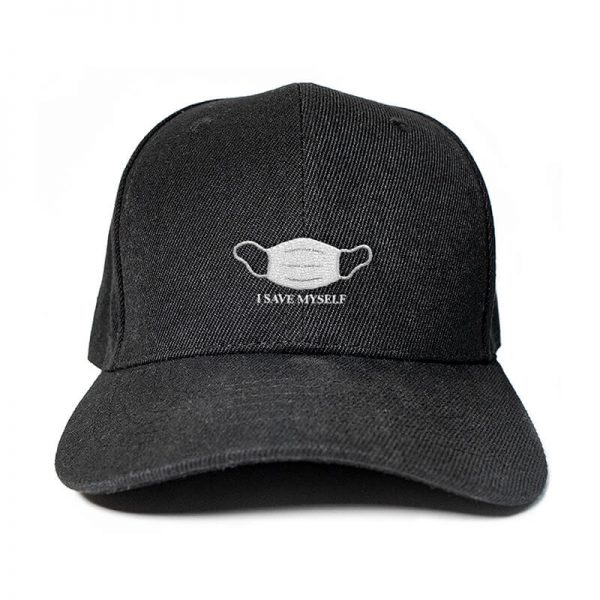 I Save Myself with medical mask in Black Embroidered Cap, Custom our iTee template and make it yours. Product View