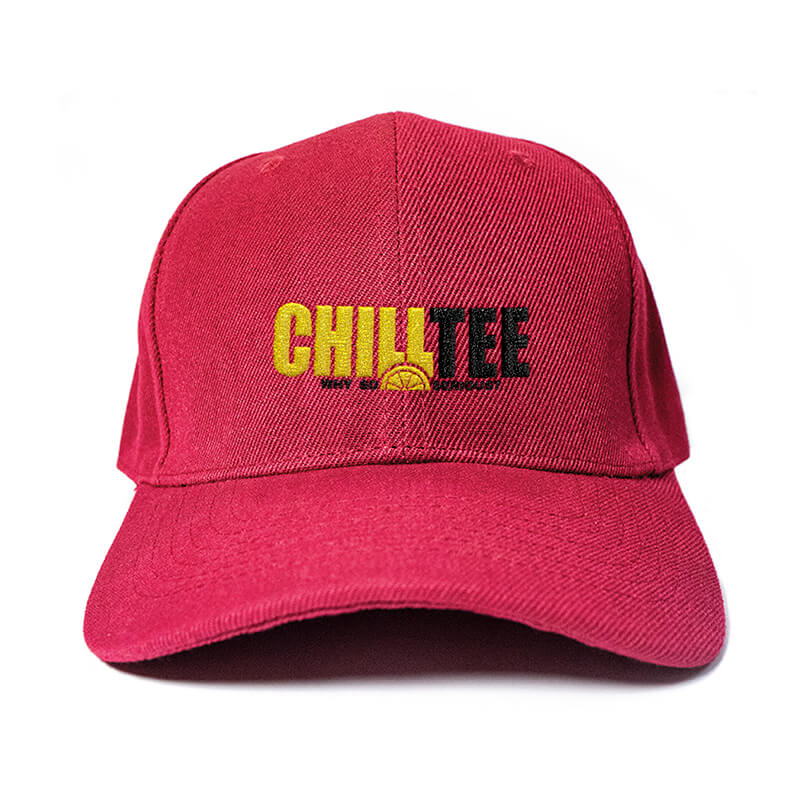 ChillTee Logo in Wine Red Embroidered Cap, Custom our iTee template. Product View