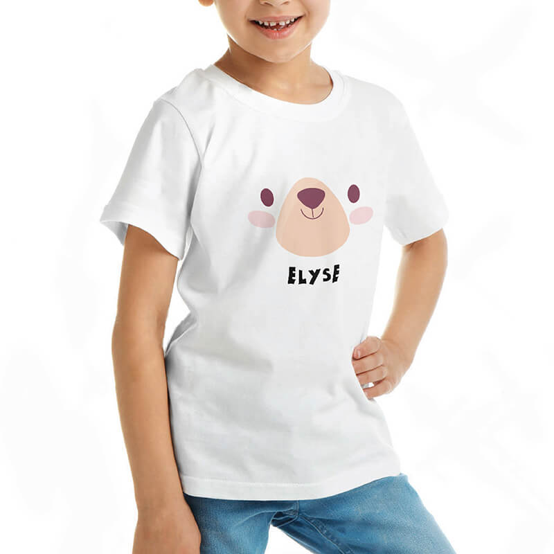 Custom your My Bear Cuddle White T-shirt Template, Girl Model View