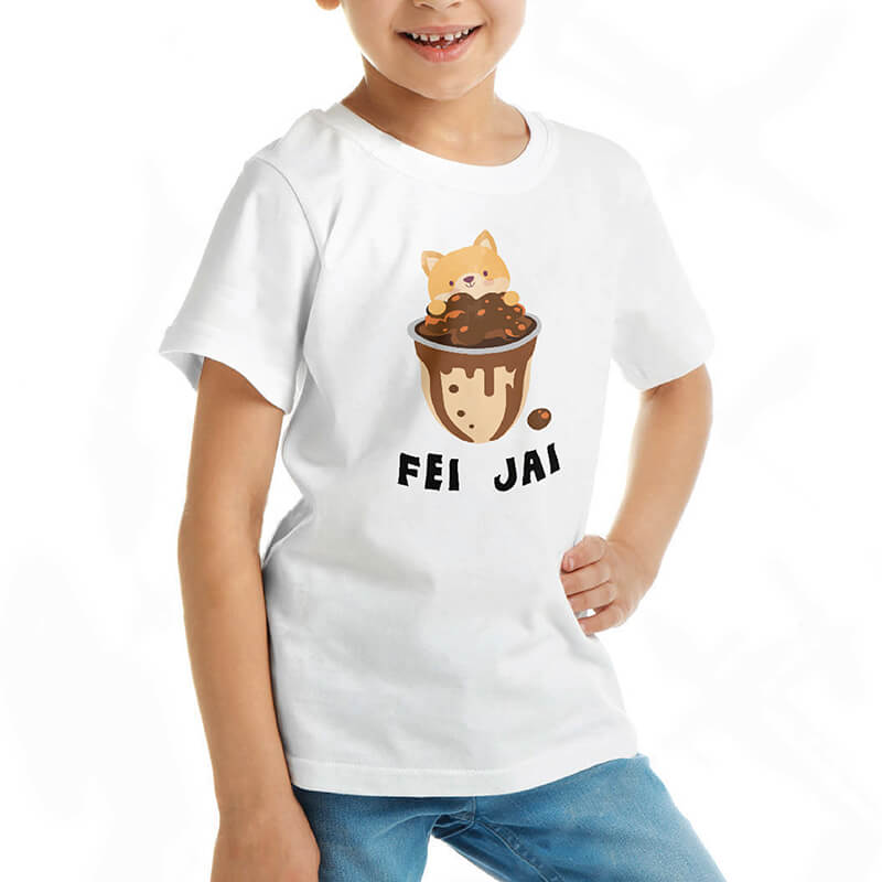 Custom your Share your boba tee Instruction White T-shirt Template, Girl Model View