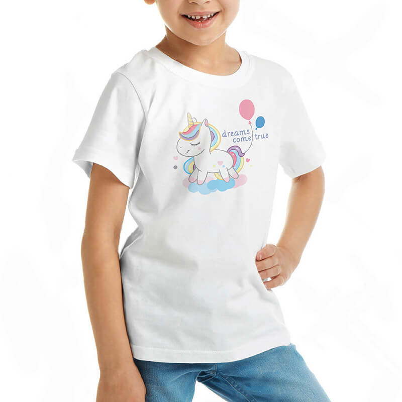 Custom your I want a unicorn White T-shirt Template, Girl Model View