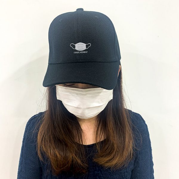 I Save Myself with medical mask in Black Embroidered Cap, Custom our iTee template and make it yours. Model View