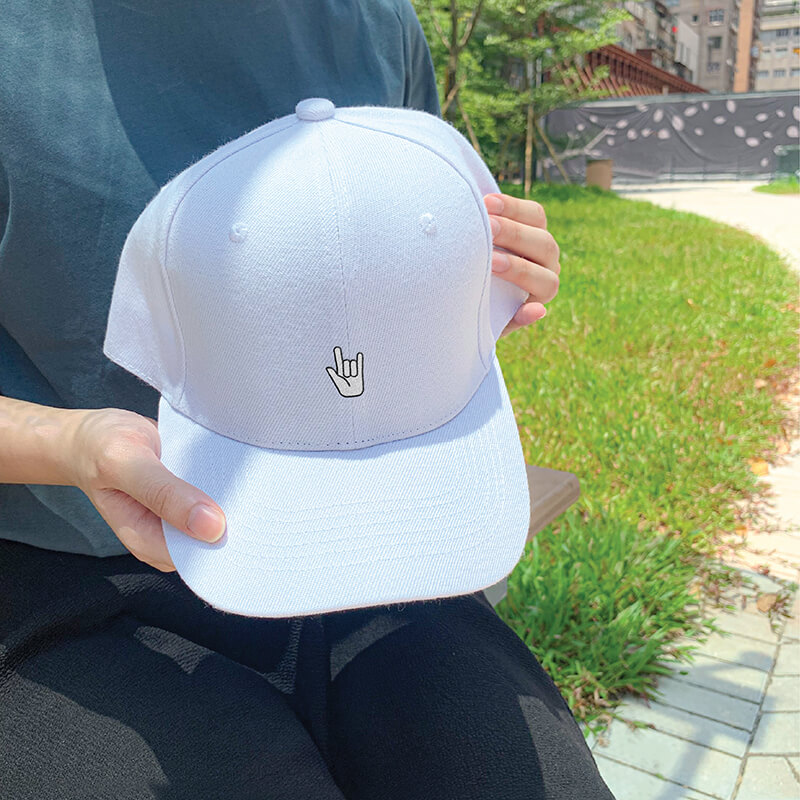 Let's Rock and Roll in White Embroidered Cap, Custom our iTee template and make it yours. Model View