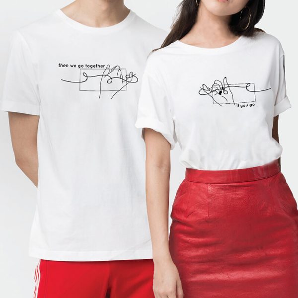 Custom your Pinky Promise White Unisex Crew T-shirt Template, Model