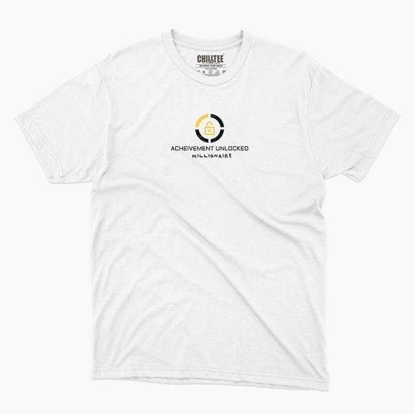 Custom your Achievement Unlocked White Unisex Crew T-shirt Template, Front Product View for Men and Women