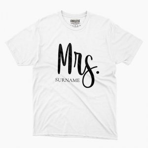 Custom your Mr & Mrs White Unisex Crew T-shirt Template, Front Product View for Women