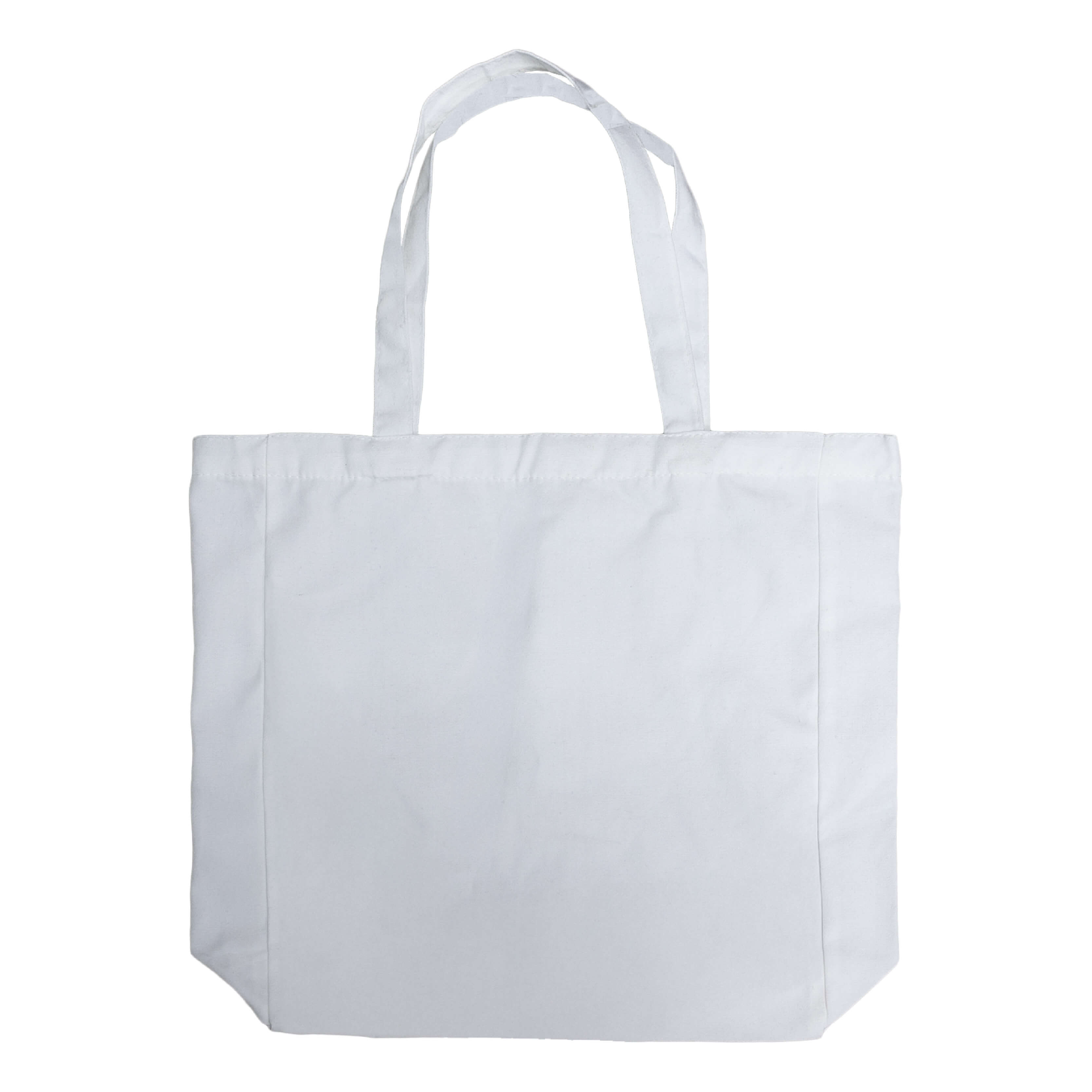 Custom your White Lightweight Flat Bottom Tote-bag Back View